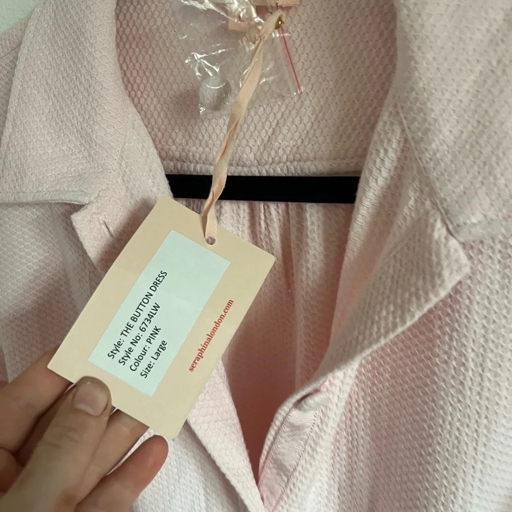 NWT SERAPHINA LONDON Women's The Button Dress, Pink, size large - Picture 3 of 5